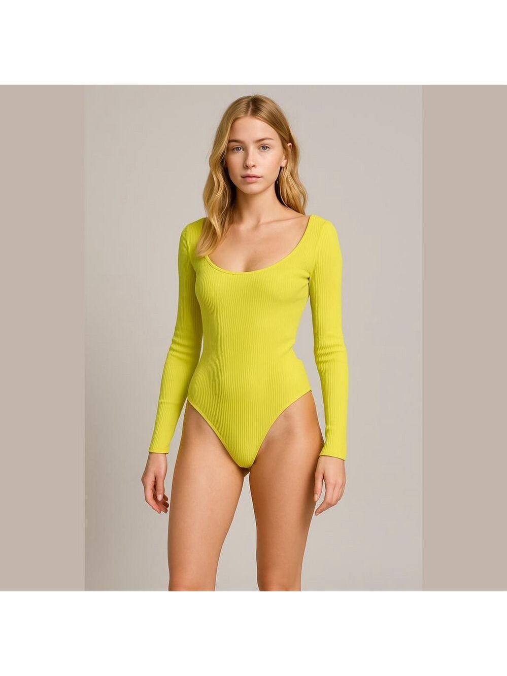 Ona By Yoon Chung Yellow Ribbed Bodysuit Size Small